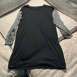 Sweater dress (size:M & color: black w/gingham sleeves)